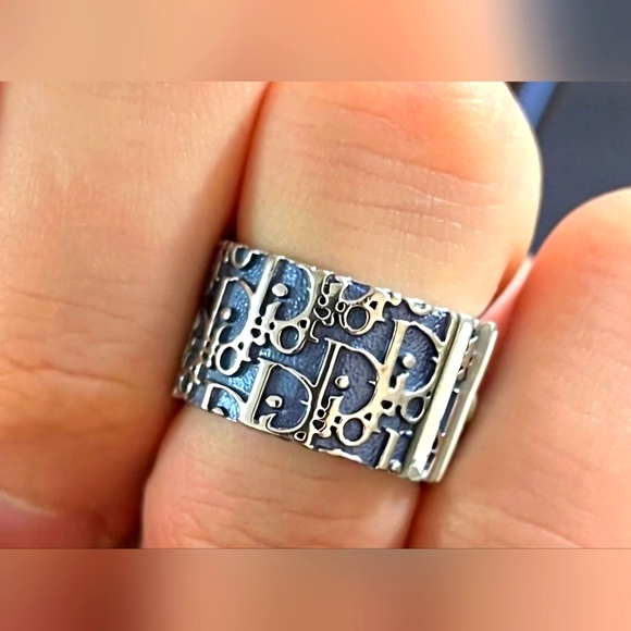 Dior Silver Blue Trotter Ring - Size 6 - Picture 1 of 4